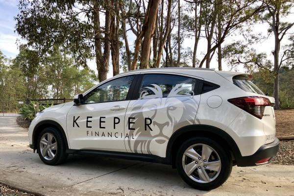 Small Business Car Signage - Vinyl Cut Lettering for Keeper Financial