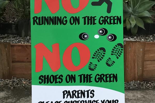 A Frame Signage - No Running on Green
