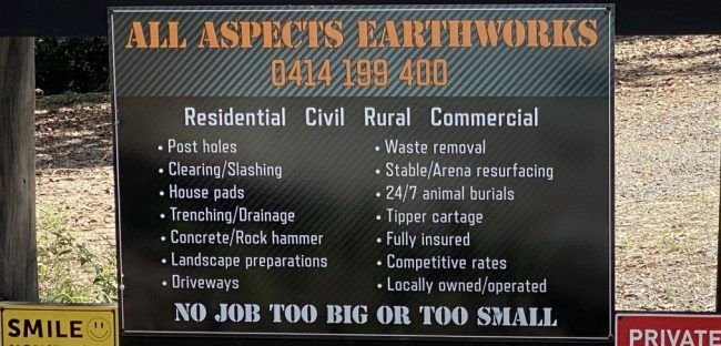 Home Business Signage for All Aspects Earthworks